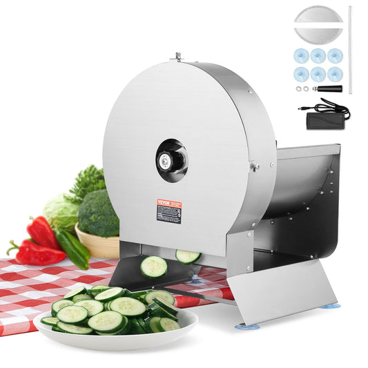 SucceBuy Electric Vegetable Slicer | Adjustable 0–12mm Thickness | Commercial Grade Food Cutter | Manual Convertible Design