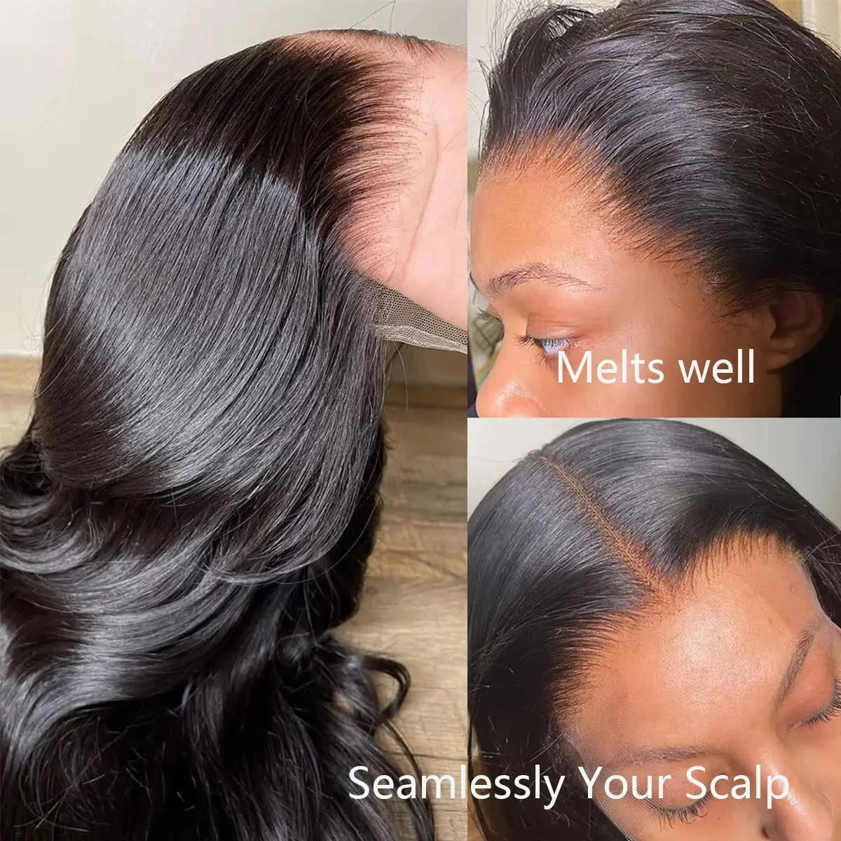 Natural Black Body Wave Human Hair Lace Front Wig | 180% Density | Pre-Plucked HD Transparent Lace Frontal