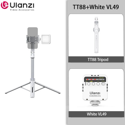 Ulanzi TT88 Phone Tripod, 1.44m Extendable Overhead Selfie Stick with Magnetic Phone Clamp and Wireless Remote for Live Streaming, Vlogging & Content Creation