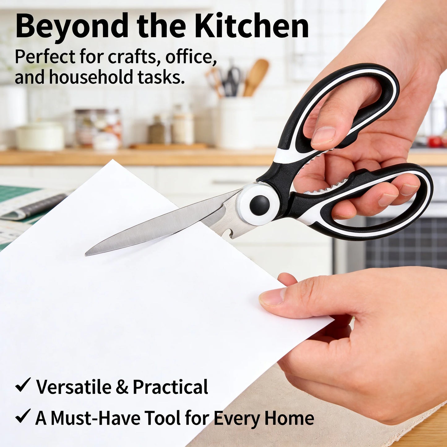 All-in-One Kitchen Scissors | Heavy Duty Sharp Shears | Ergonomic Design for Cooking & Multi-Purpose Use