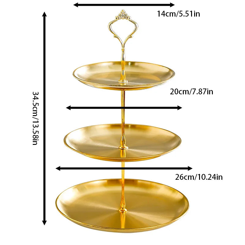 Elegant Gold 3-Tier Cake Stand | 27x27 cm | Dessert Display Tower for Parties & Celebrations