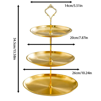 Elegant Gold 3-Tier Cake Stand | 27x27 cm | Dessert Display Tower for Parties & Celebrations