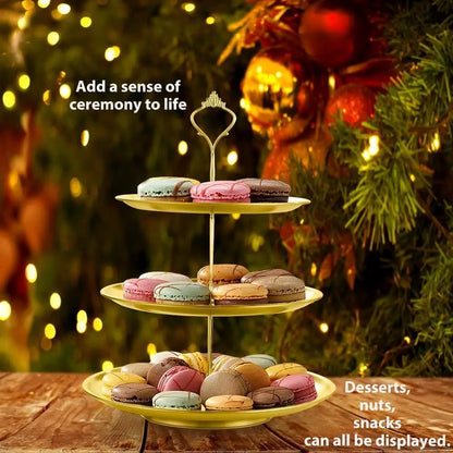 Elegant Gold 3-Tier Cake Stand | 27x27 cm | Dessert Display Tower for Parties & Celebrations
