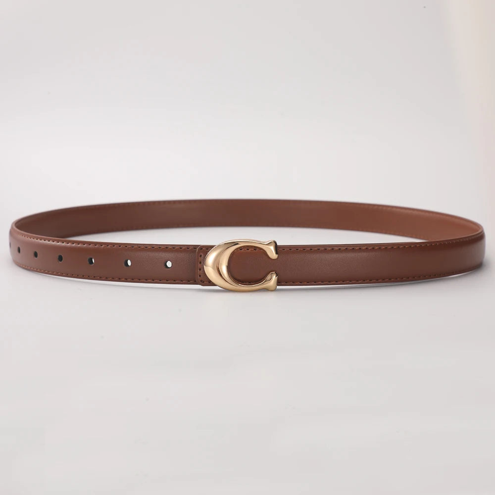 Women's Double-Sided Fashion Belt, Reversible Waist Belt with C-Shaped Buckle, Smooth Finish for Dresses, Jeans & Trousers