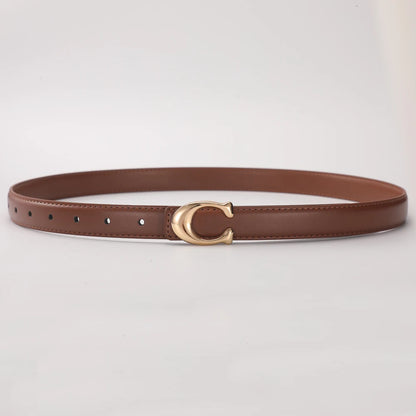 Women's Double-Sided Fashion Belt, Reversible Waist Belt with C-Shaped Buckle, Smooth Finish for Dresses, Jeans & Trousers