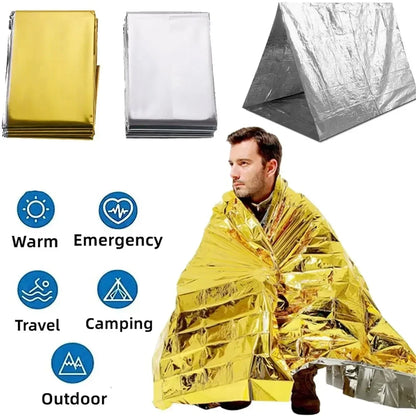 Emergency Survival Blanket Set | Thermal Foil Mylar Blanket | Windproof & Waterproof for Camping and Rescue