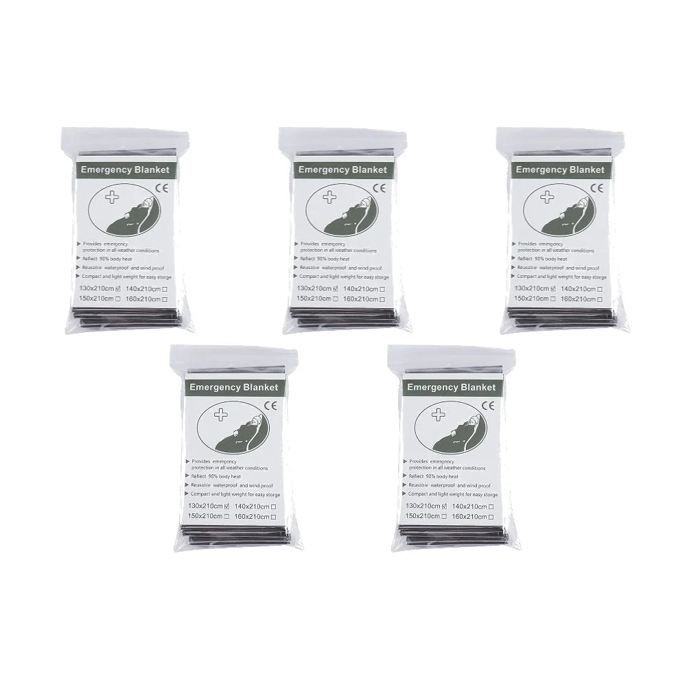 Emergency Survival Blanket Set | Thermal Foil Mylar Blanket | Windproof & Waterproof for Camping and Rescue