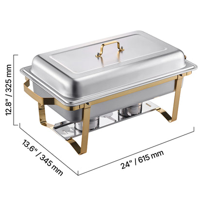 SucceBuy 4-Pack 8-Qt Stainless Steel Chafing Dish Buffet Set with Full-Size & Half-Size Pans for Catering and Events
