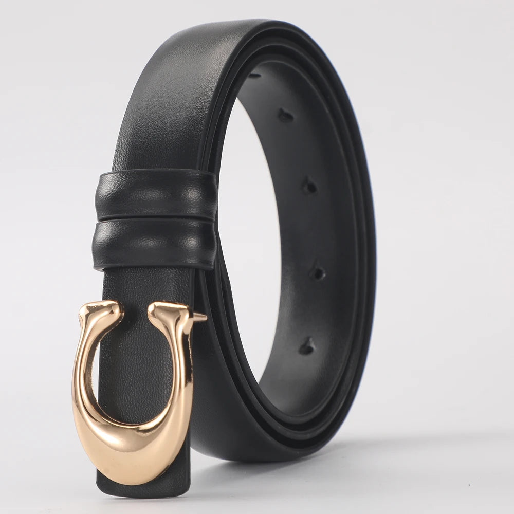 Women's Double-Sided Fashion Belt, Reversible Waist Belt with C-Shaped Buckle, Smooth Finish for Dresses, Jeans & Trousers