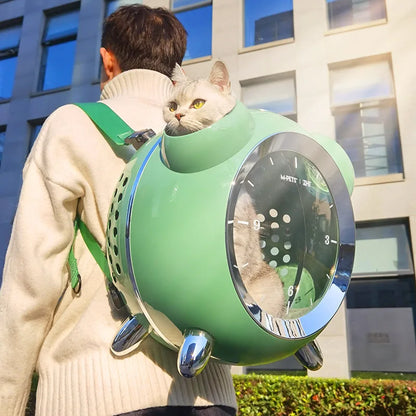 Portable Cat Carrier Backpack, Space Capsule Pet Travel Bag for Cats, Handheld Pet Carrier for Outdoor Travel and Vet Visits