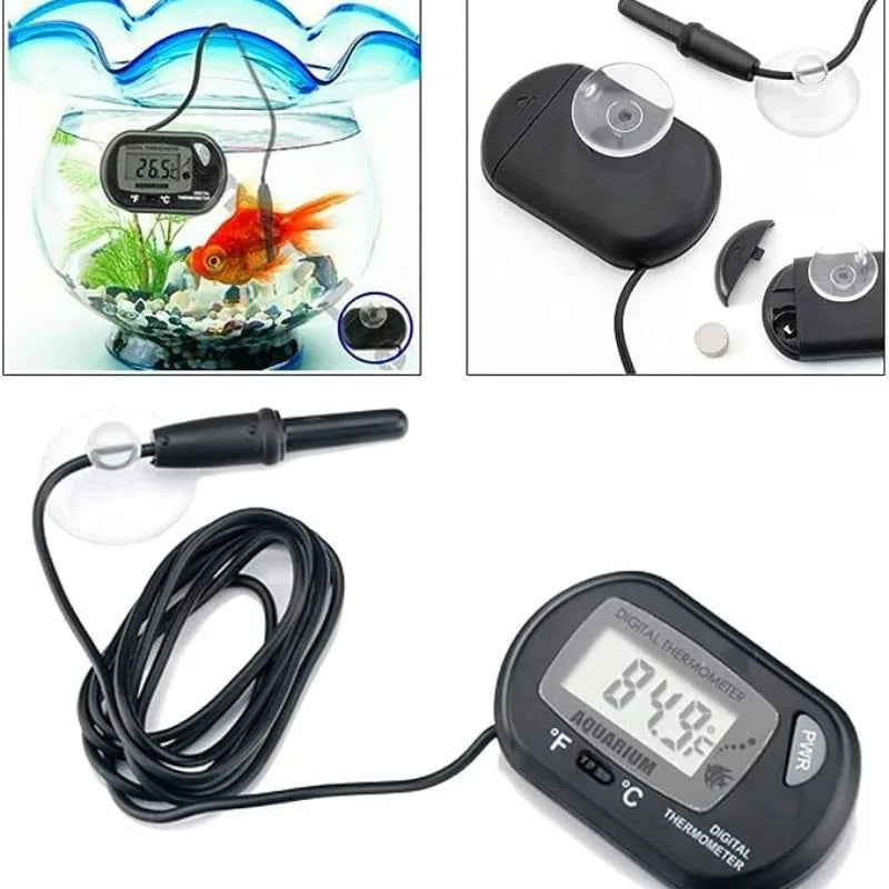 Electronic Aquarium Thermometer with Probe Sensor, Suction Cup Mount, LCD Display Water Temperature Monitor for Fish Tanks and Aquariums (Celsius °C)