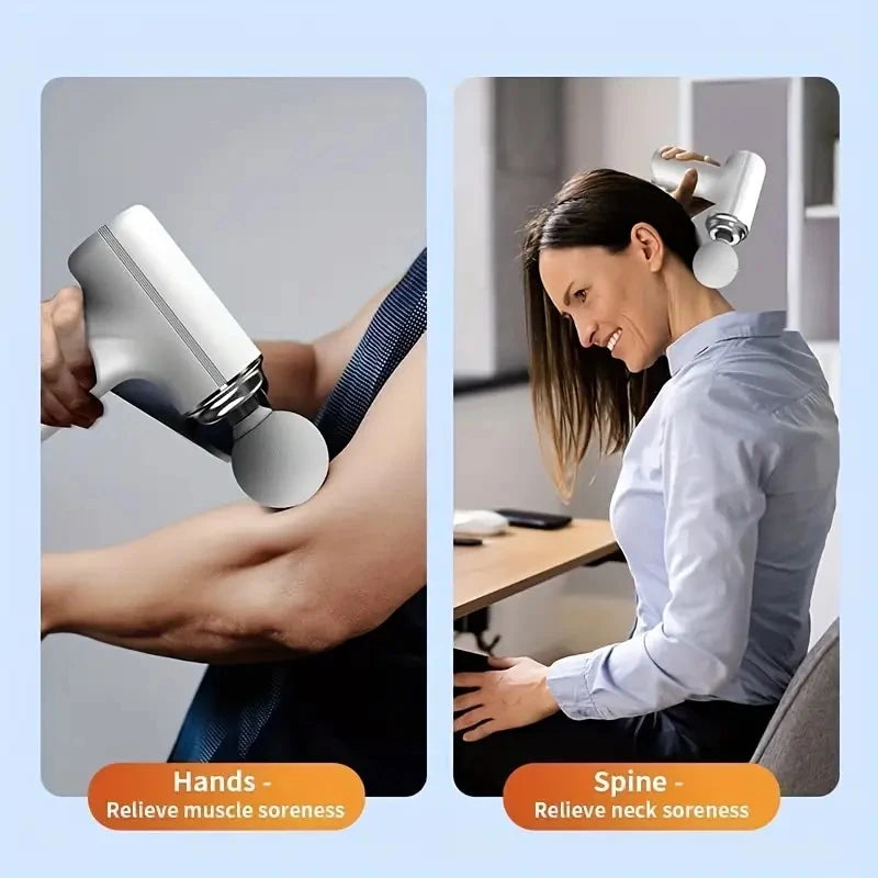 Portable Percussion Massage Gun | 6 Speed Levels | 4 Interchangeable Massage Heads | Deep Tissue Muscle Massager