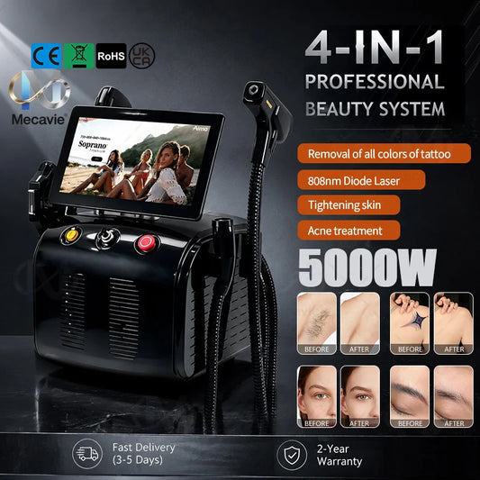 4-in-1 Professional Beauty Machine | 5000W | Diode | Pico | DPL | RF | Multifunctional Beauty Equipment
