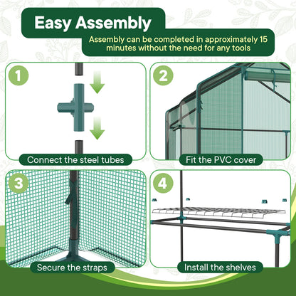 JHK Portable Walk-In Greenhouse | 56 Inch | Heavy Duty Frame | Screen Windows | Outdoor Garden Plant Protection