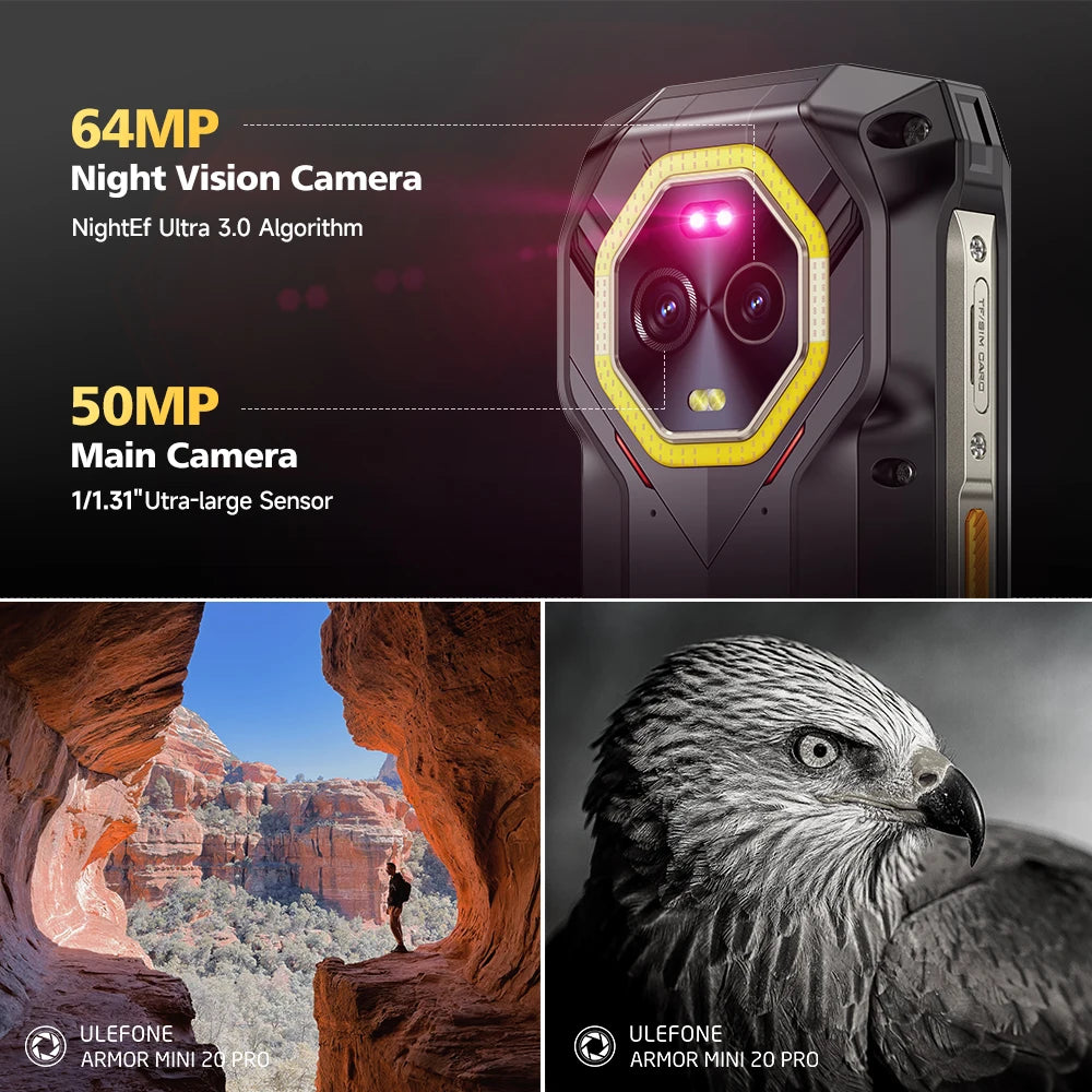 Ulefone Armor Mini 20 Pro 5G Rugged Smartphone | 4.7" Display | 64MP Night Camera | 6200mAh Battery | Android 14