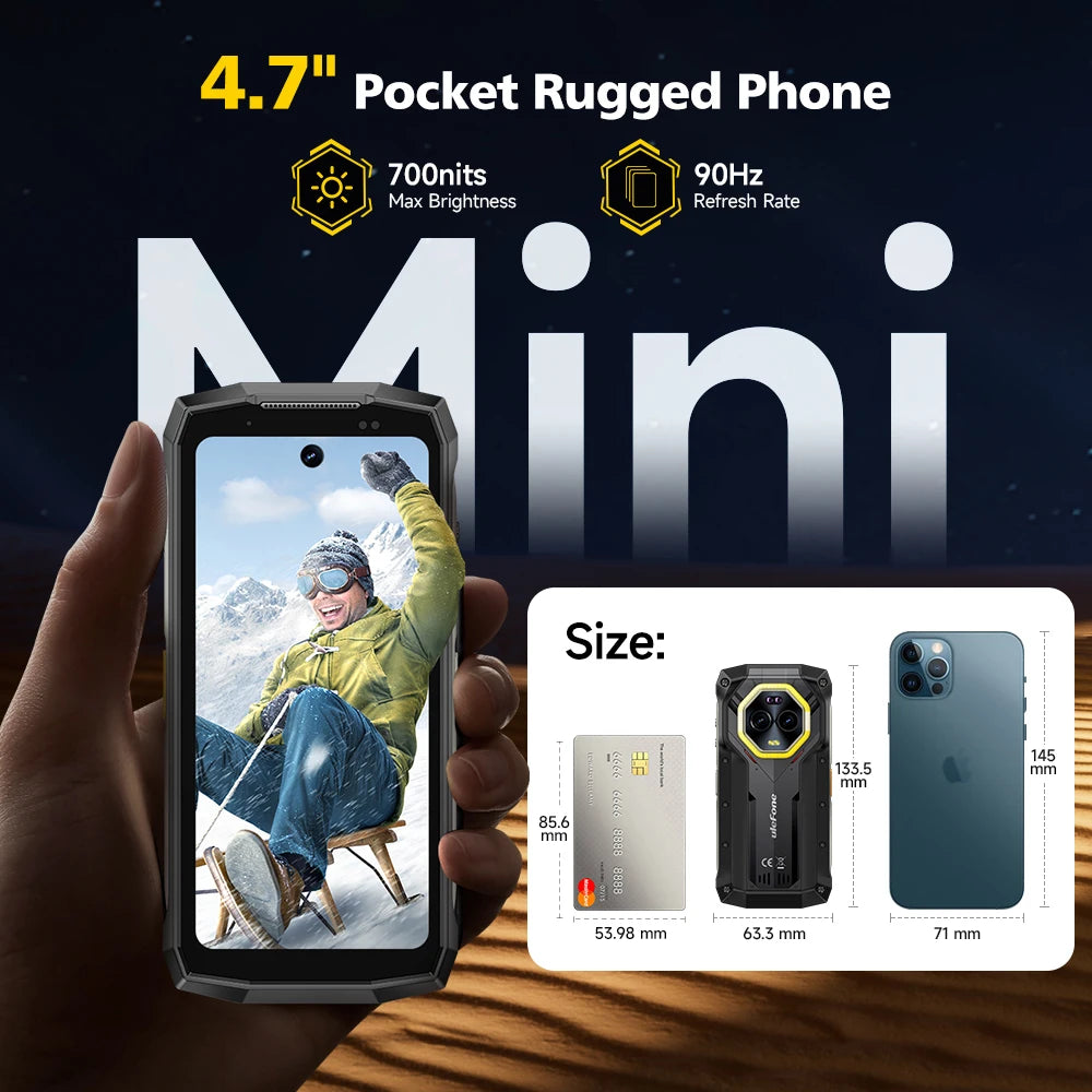 Ulefone Armor Mini 20 Pro 5G Rugged Smartphone | 4.7" Display | 64MP Night Camera | 6200mAh Battery | Android 14