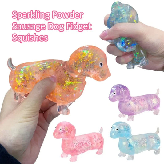 SquishPaws™ Sparkling Dachshund Slow-Rising Fidget Toy