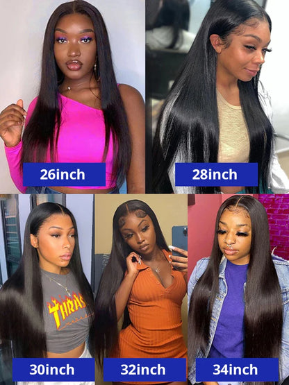 40-Inch Brazilian Bone Straight Human Hair Wig, 13x4 or 13x6 HD Transparent Lace Front Wig, 300% Density for Women