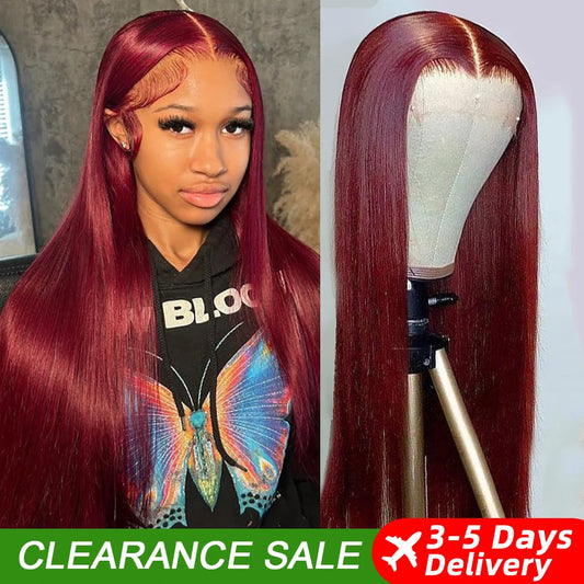 99J Burgundy 13x6 Lace Front Wig | HD Lace | Pre-Plucked Hairline | Straight Human Hair