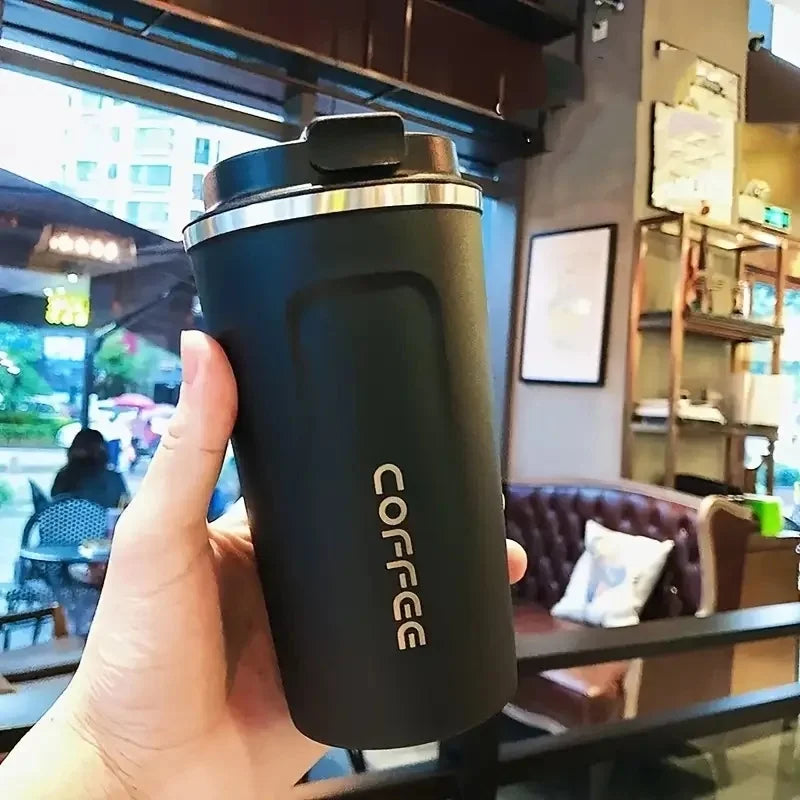 Coffee Travel Mug, Leakproof Stainless Steel Insulated Thermos Cup, Reusable Double-Wall Tumbler with Matte Finish for Coffee, Tea, Office, Travel & Commuting