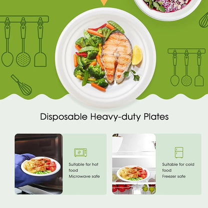 9-Inch Disposable Dinner Plates | 50-Pack | Food-Grade | Leak-Proof | Microwave-Safe | Party & Everyday Use