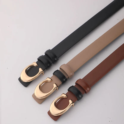 Women's Double-Sided Fashion Belt, Reversible Waist Belt with C-Shaped Buckle, Smooth Finish for Dresses, Jeans & Trousers