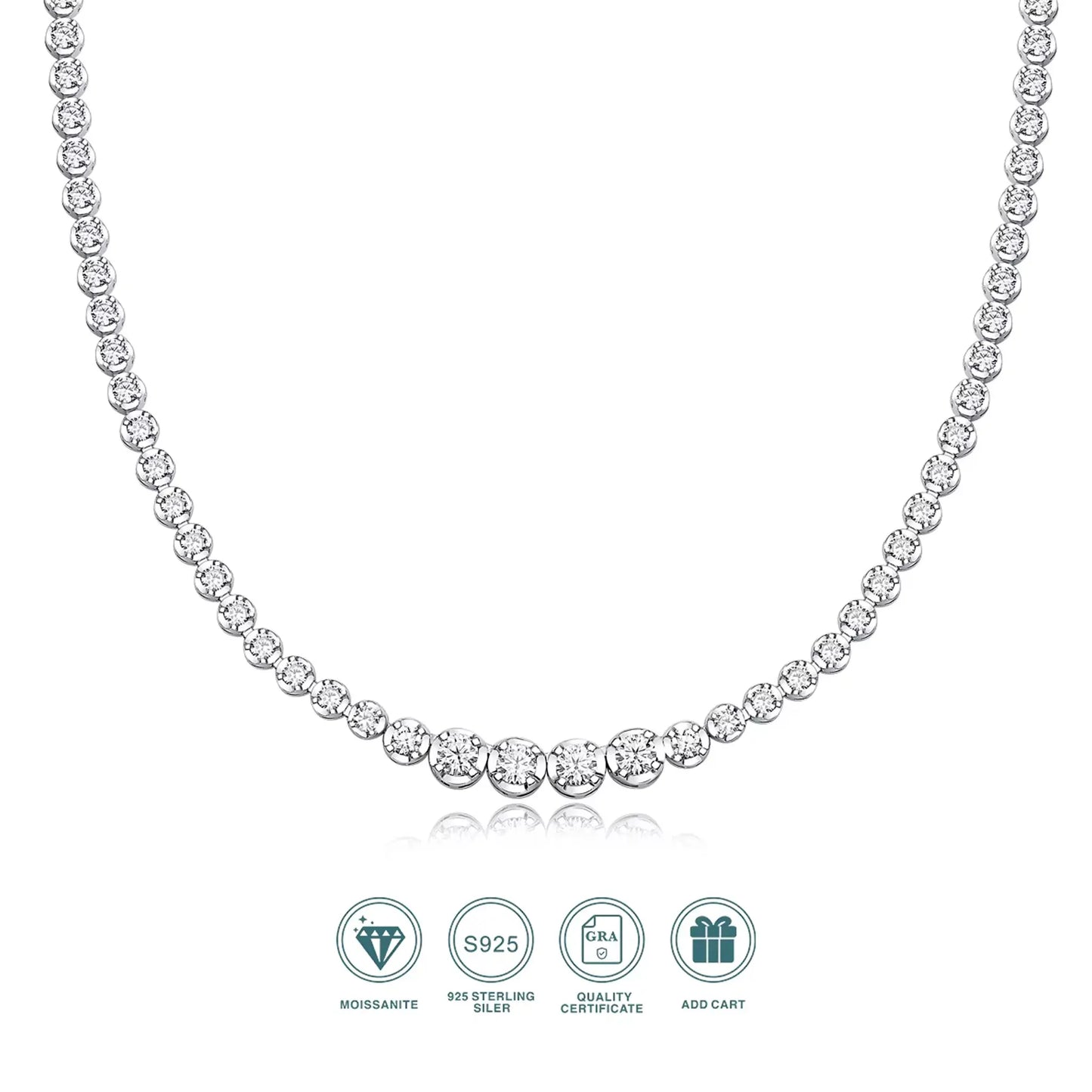 LYEE CYEE 925 silver moissanite necklace 4mm casual fashion light luxury women's senior gift with certificate authentication
