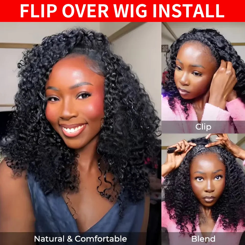 300% Density Burmese Curly 100% Human Hair Half Wig, 4C Afro Kinky Curly 3-in-1 Wig for Women
Premium Style