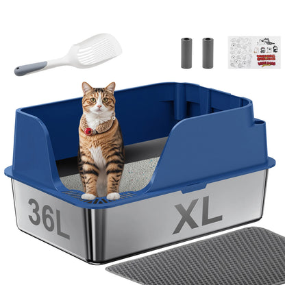 Premium Stainless Steel Cat Litter Box | Extra Large, Leak-Proof & Splash-Resistant