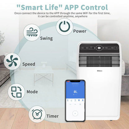 Shinco™ 12,000 BTU Smart Portable Air Conditioner – Wi-Fi Climate Control