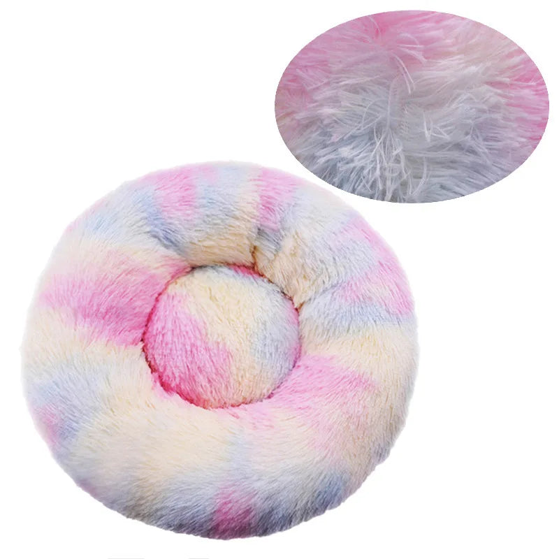 Round Plush Dog & Cat Bed – Washable Warm Pet Sofa for Small, Medium & Large Pets 🐾