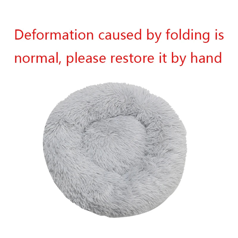 Round Plush Dog & Cat Bed – Washable Warm Pet Sofa for Small, Medium & Large Pets 🐾
