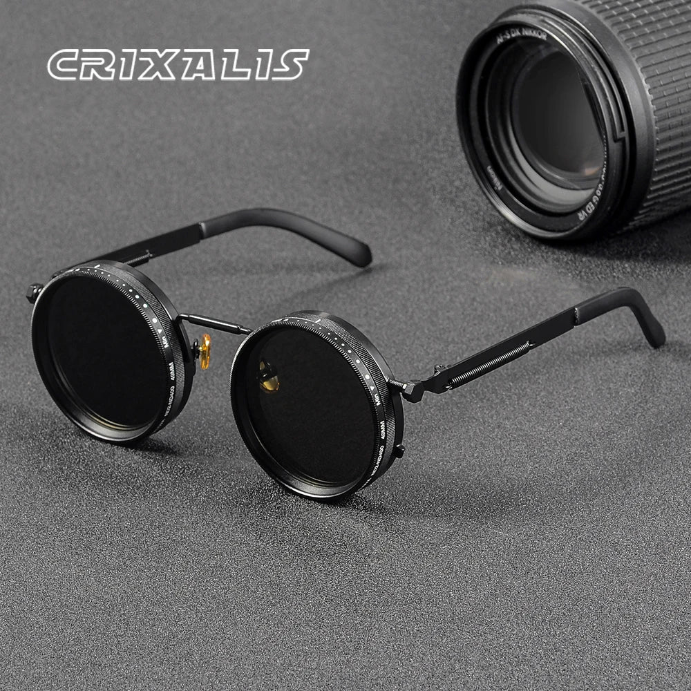 CRIXALIS™ Retro Polarized Round Sunglasses – Adjustable Tint Collection