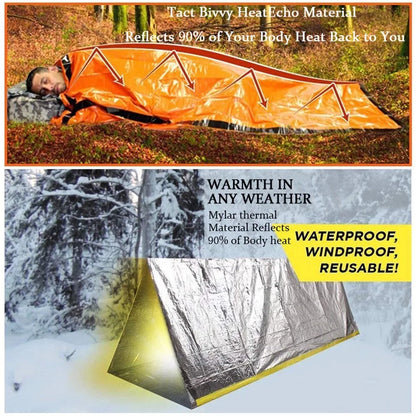 Emergency Survival Sleeping Bag | Waterproof Thermal Mylar Blanket | Outdoor Camping & Rescue Gear