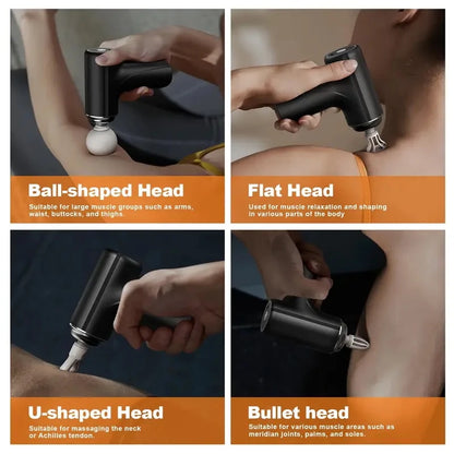 Portable Percussion Massage Gun | 6 Speed Levels | 4 Interchangeable Massage Heads | Deep Tissue Muscle Massager