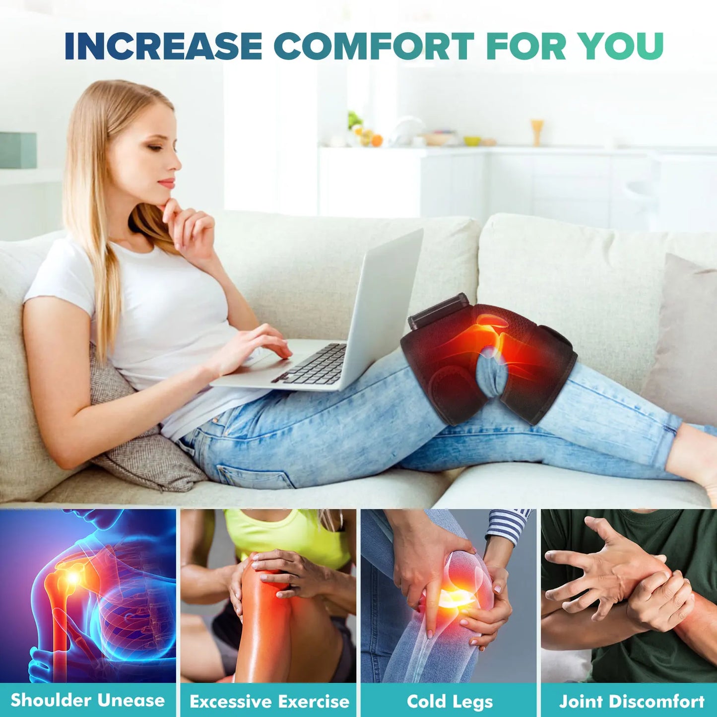 Electric Heated Massage Wrap | Warm Compress & Vibration | Knee, Shoulder & Neck Support