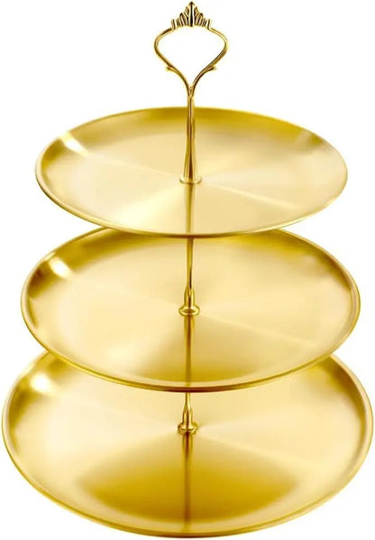 Elegant Gold 3-Tier Cake Stand | 27x27 cm | Dessert Display Tower for Parties & Celebrations