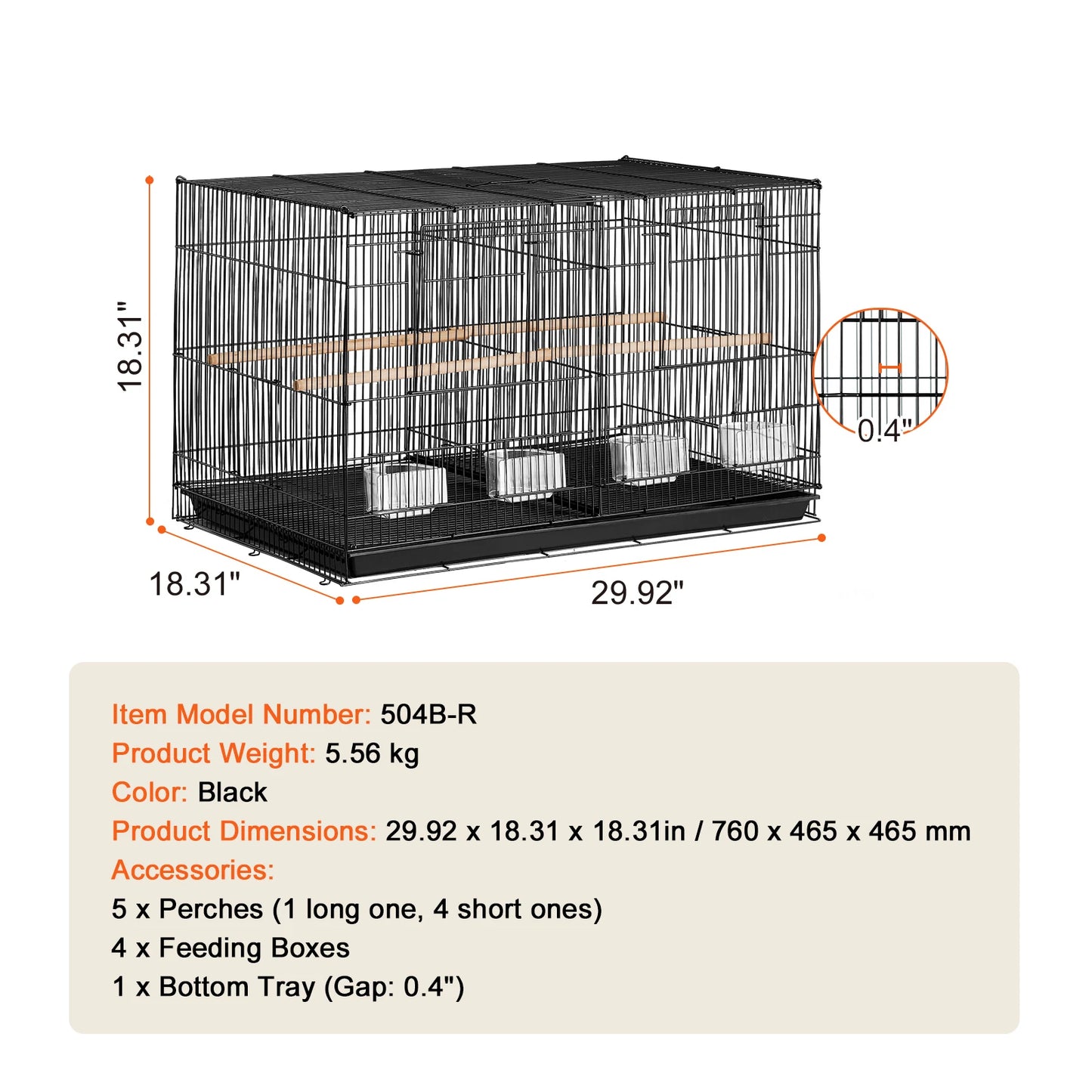 SucceBuy 30-Inch Flight Bird Cage | Stackable Design | Divider, Handle & Perches | Portable Birdcage