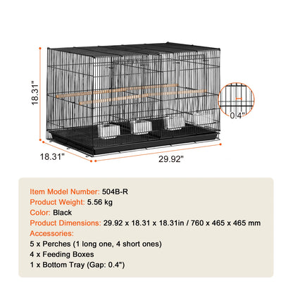SucceBuy 30-Inch Flight Bird Cage | Stackable Design | Divider, Handle & Perches | Portable Birdcage