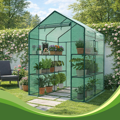 JHK Portable Walk-In Greenhouse | 56 Inch | Heavy Duty Frame | Screen Windows | Outdoor Garden Plant Protection