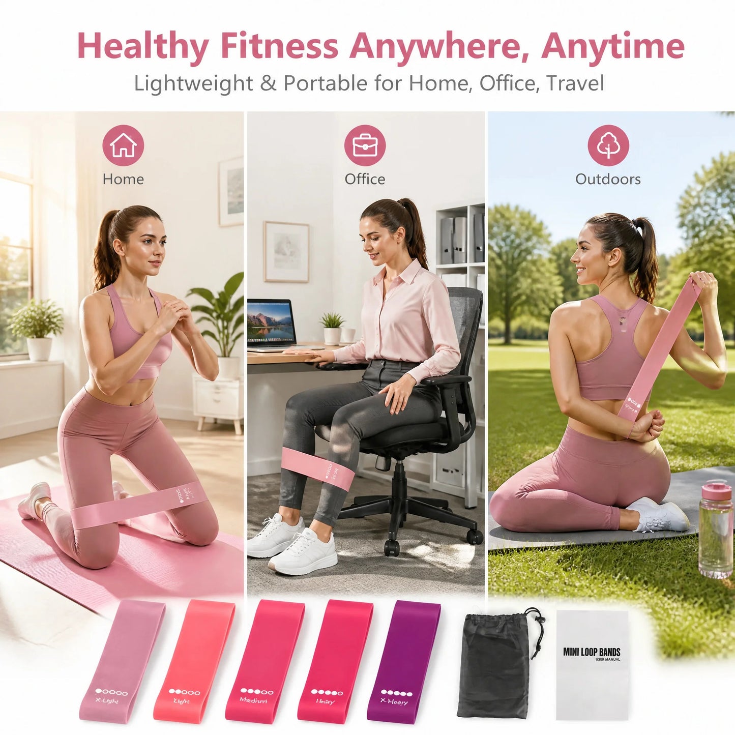 TPE Resistance Bands Set | 5 Resistance Levels | Non-Slip Booty Bands for Lower Body Training & Fitness