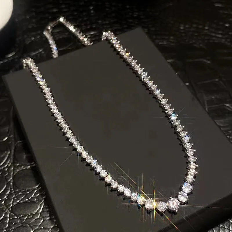 LYEE CYEE 925 silver moissanite necklace 4mm casual fashion light luxury women's senior gift with certificate authentication