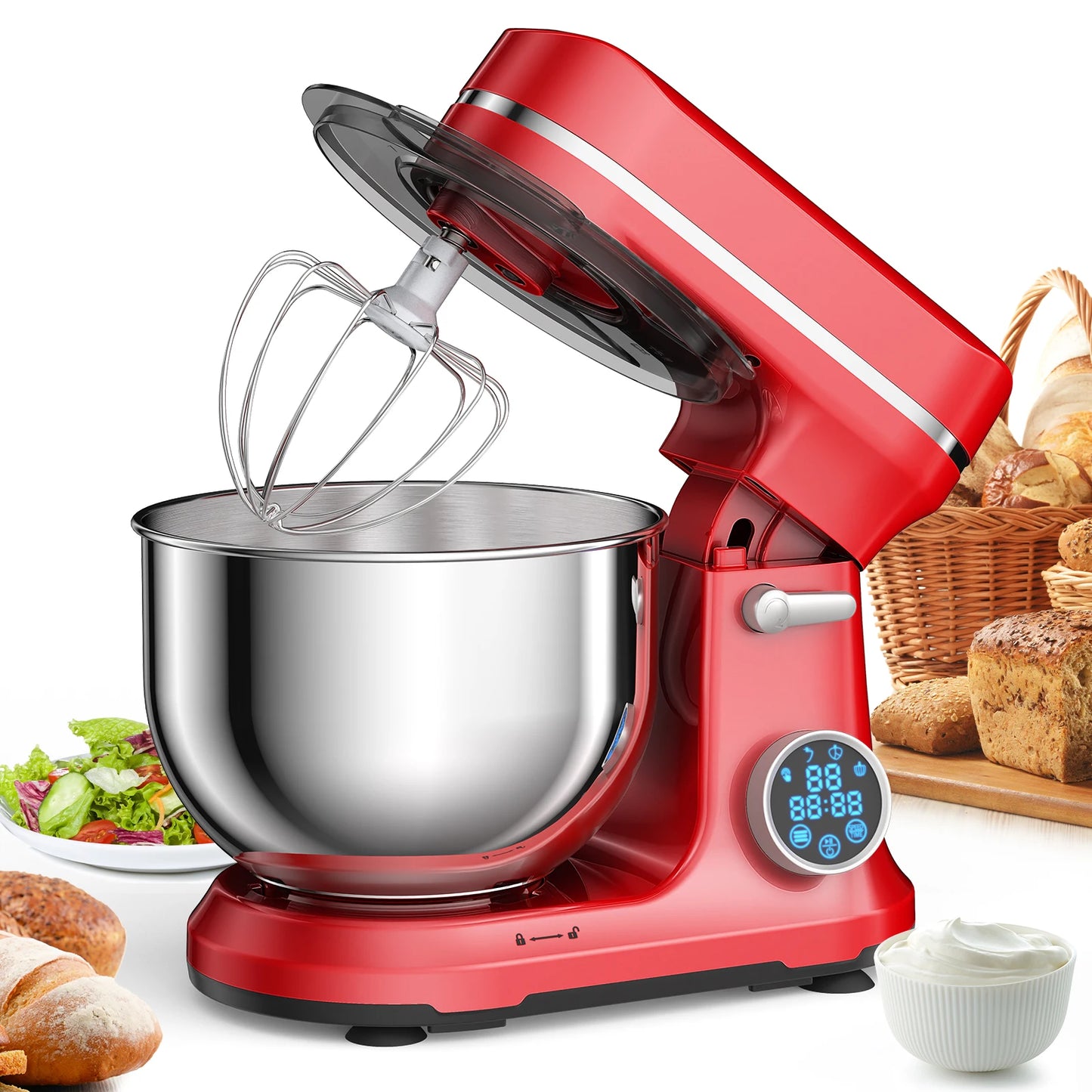 BioloMix Stand Mixer | 1200W DC Motor | 11 Speeds | Digital OLED Display | Dough Hook & Whisk