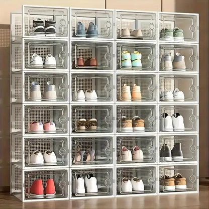 24-Pack Stackable Shoe Storage Boxes | Clear Dustproof Display Cases | Closet Organizer for Shoes & Accessories