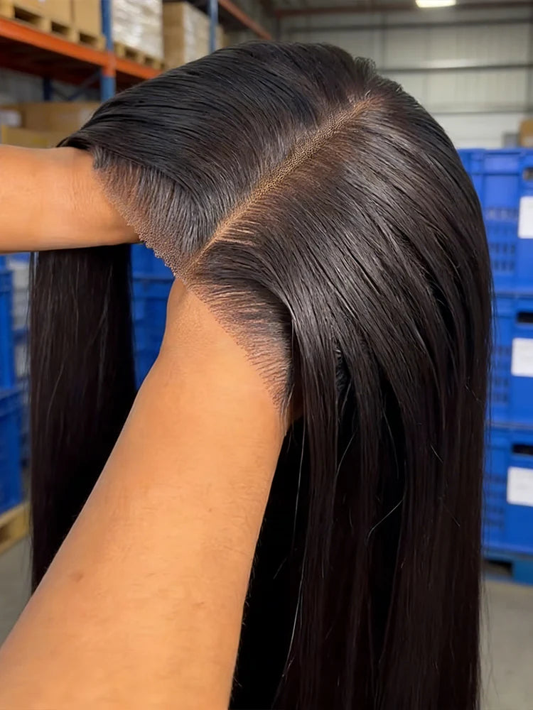 40-Inch Brazilian Bone Straight Human Hair Wig, 13x4 or 13x6 HD Transparent Lace Front Wig, 300% Density for Women