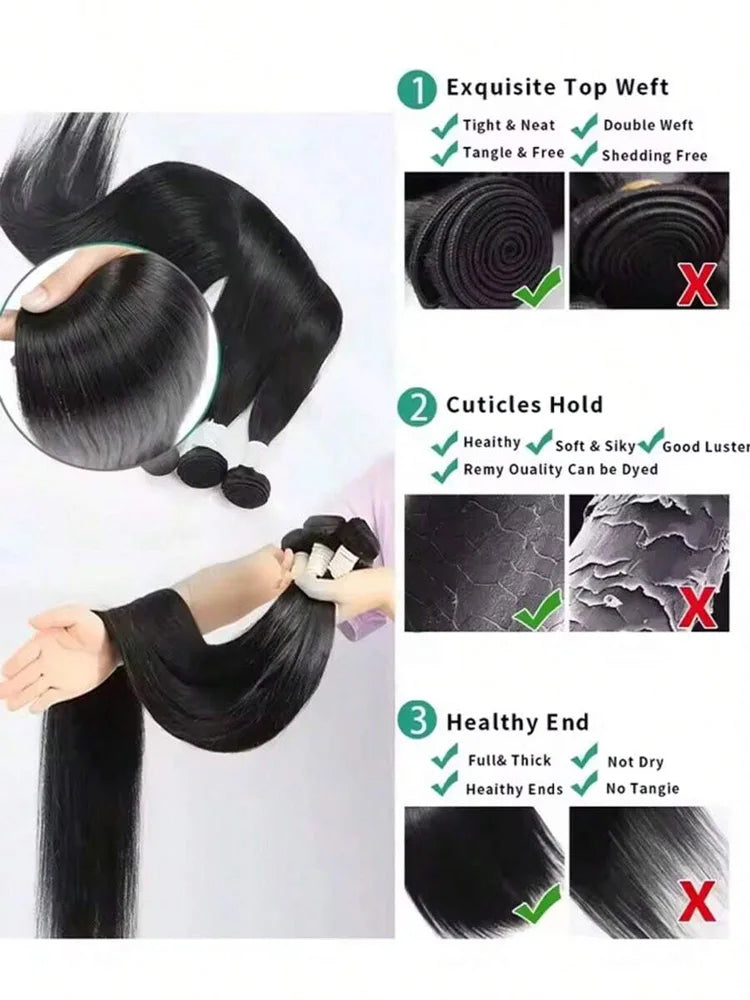 100% Human Hair • Bone Straight • Soft & Silky • 42-Inch Length