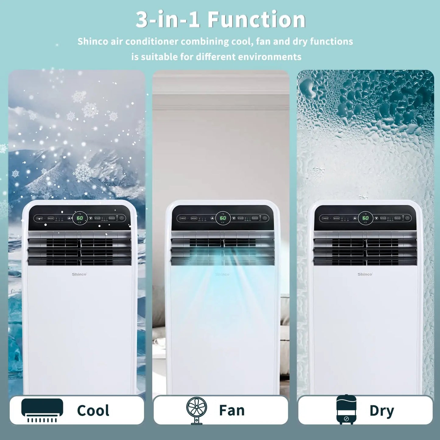 Shinco™ 12,000 BTU Smart Portable Air Conditioner – Wi-Fi Climate Control