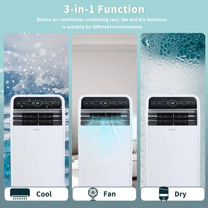 Shinco™ 12,000 BTU Smart Portable Air Conditioner – Wi-Fi Climate Control