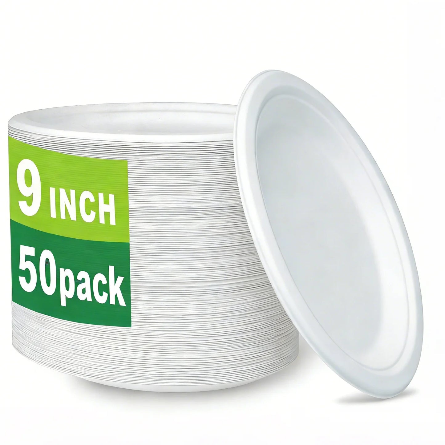9-Inch Disposable Dinner Plates | 50-Pack | Food-Grade | Leak-Proof | Microwave-Safe | Party & Everyday Use