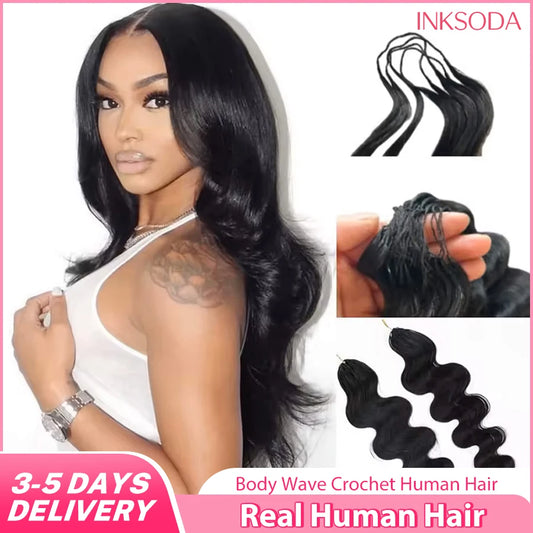 12A 30-Inch Crochet Human Hair | Body Wave | Knotless | Pre-Separated | Virgin Hair Extensions
